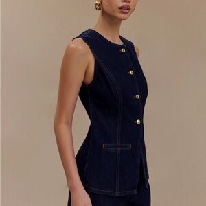 Meshki Abel Denim Button Up Top - Indigo Blue